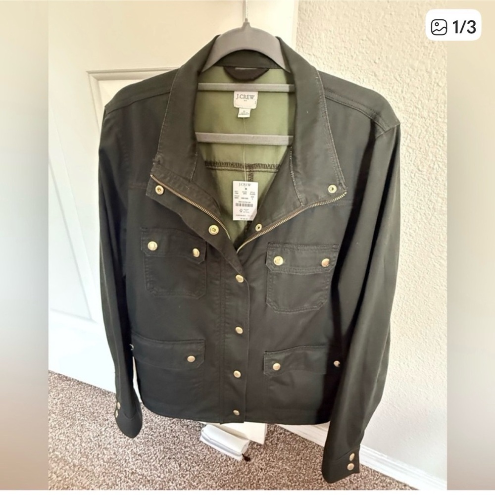 J. Crew Military Field Jacket in Olive with Gold Hardware
